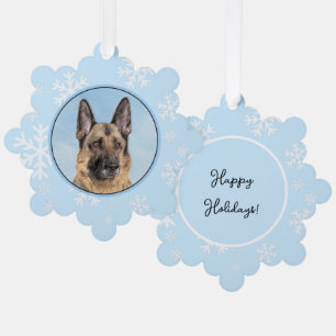 Deutsche Hirtenmalerei - Niedliche Original Hunde- Ornament Karte