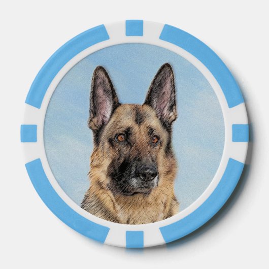 Deutsche Hirtenmalerei - Niedliche Original Hunde- Pokerchips (Vorderseite)