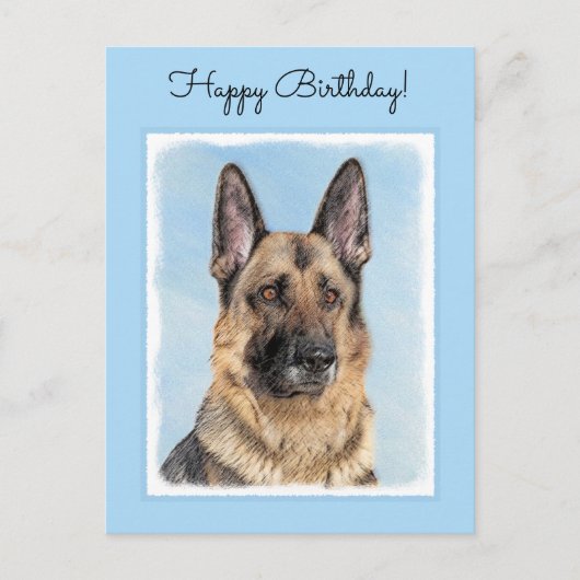 Deutsche Hirtenmalerei - Niedliche Original Hunde- Postkarte (Vorderseite)