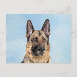 Deutsche Hirtenmalerei - Niedliche Original Hunde- Postkarte