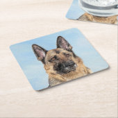 Deutsche Hirtenmalerei - Niedliche Original Hunde- Rechteckiger Pappuntersetzer (angewinkelt)