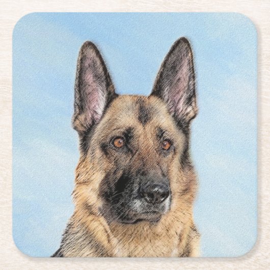 Deutsche Hirtenmalerei - Niedliche Original Hunde- Rechteckiger Pappuntersetzer (Vorderseite)