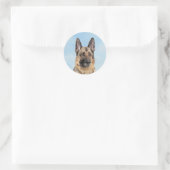 Deutsche Hirtenmalerei - Niedliche Original Hunde- Runder Aufkleber (Tasche)