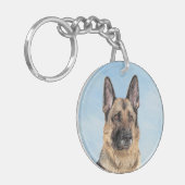 Deutsche Hirtenmalerei - Niedliche Original Hunde- Schlüsselanhänger (Vorderseite links)