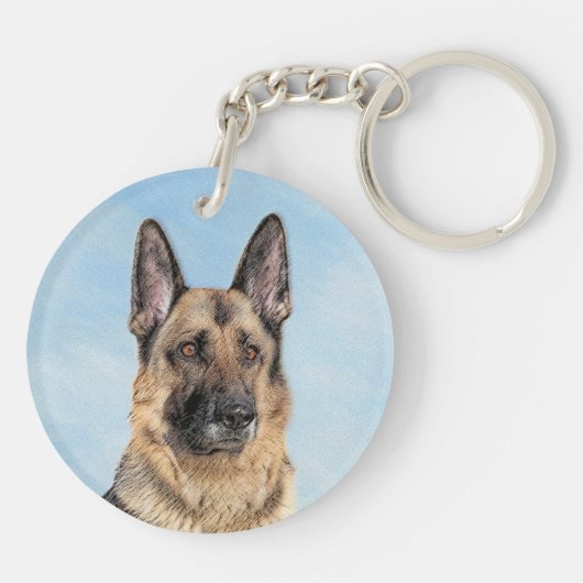 Deutsche Hirtenmalerei - Niedliche Original Hunde- Schlüsselanhänger (Rückseite)