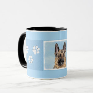 Deutsche Hirtenmalerei - Niedliche Original Hunde- Tasse