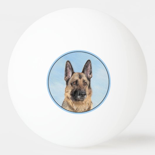 Deutsche Hirtenmalerei - Niedliche Original Hunde- Tischtennisball (Vorderseite)