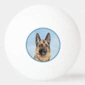 Deutsche Hirtenmalerei - Niedliche Original Hunde- Tischtennisball (Rückseite)