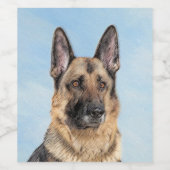 Deutsche Hirtenmalerei - Niedliche Original Hunde- Weinetikett (Einzelnes Label)