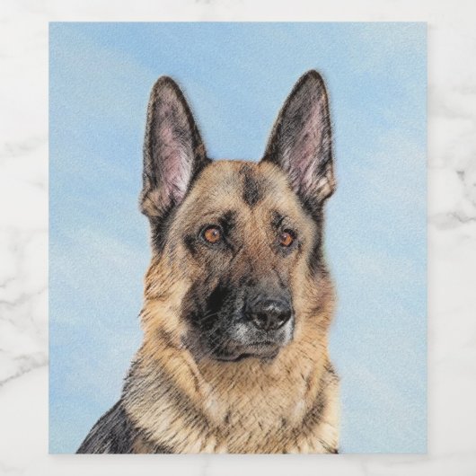 Deutsche Hirtenmalerei - Niedliche Original Hunde- Weinetikett (Einzelnes Label)