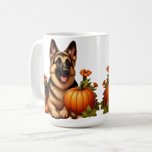 Deutsche Hirtenruhe mit Pumpkins und Blume Kaffeetasse (Vorderseite Links)