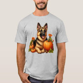 Deutsche Hirtenruhe mit Pumpkins und Blume T-Shirt (Vorderseite)