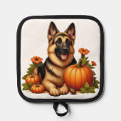 Deutsche Hirtenruhe mit Pumpkins und Blume Topflappen (Vorderseite)