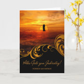 DEUTSCHE Hochzeit Anniverary Liebe Sunset Couple Karte (Gelbe Blume)