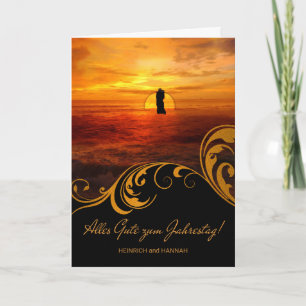 DEUTSCHE Hochzeit Anniverary Liebe Sunset Couple Karte