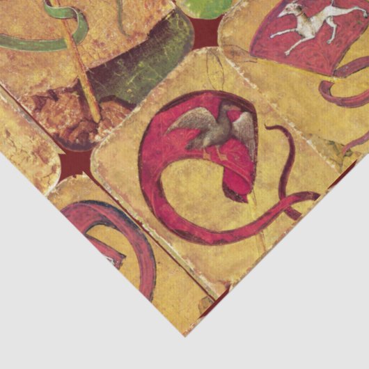 Deutsche Hofkarten Fahnen / Hunde, Hirsche, Falken Seidenpapier (Detail)