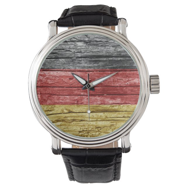 Deutsche Holzflagge Armbanduhr (Vorderseite)