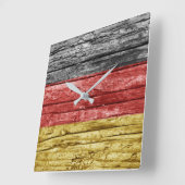 Deutsche Holzflagge Quadratische Wanduhr (Winkel)