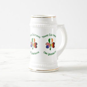 Deutsche Irische USA-Flaggen Kleeblatt Personalisi Bierglas