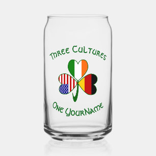 Deutsche Irische USA-Flaggen Kleeblatt Personalisi Dosenglas