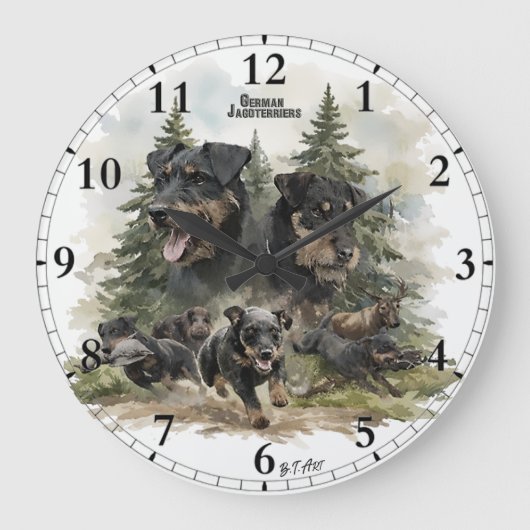 Deutsche Jagdterrier Große Wanduhr (Vorderseite)