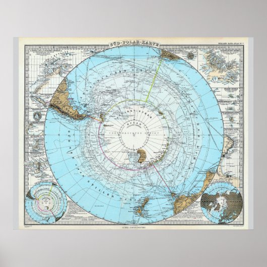 Deutsche Karte des Nordpols (1891) Poster (Vorne)