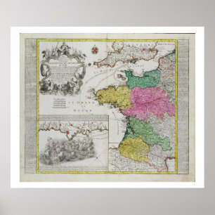 Deutsche Karte mit Angriffen auf die englische Mar Poster