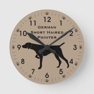 Deutsche Kurze Hair Pointer Dog Silhouette Runde Wanduhr