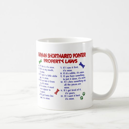 DEUTSCHE KURZHAARIGER ZEIGER Eigentums-Gesetze 2 Kaffeetasse (Rechts)
