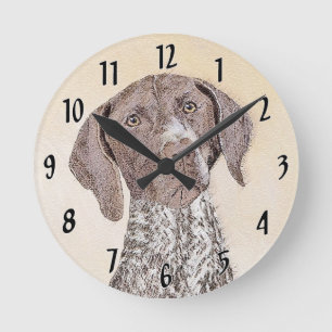 Deutsche kurzhaariger Zeiger-Malerei - Hundekunst Runde Wanduhr