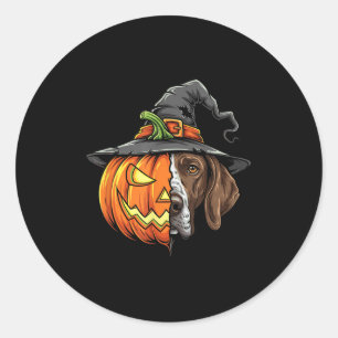 Deutsche Kurzläufer Pointer Pumpkin-Kürbislaterne Runder Aufkleber