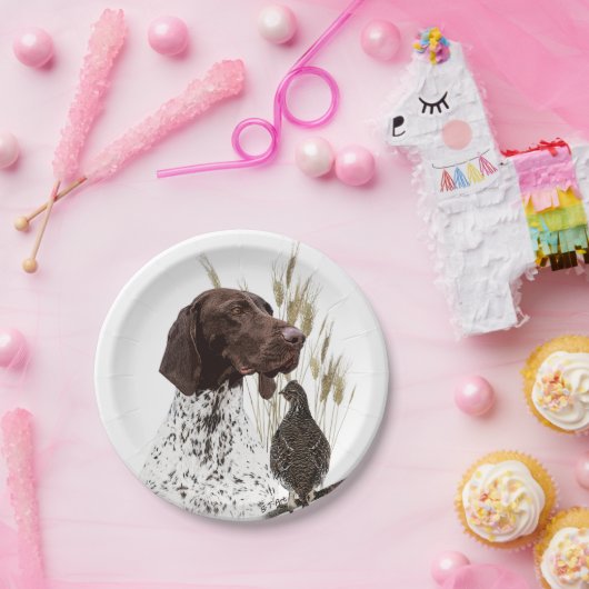 Deutsche Kurzzeiger (APS) Postkartenkaffee Pappteller (Party)