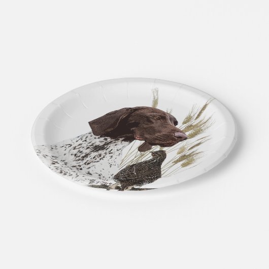 Deutsche Kurzzeiger (APS) Postkartenkaffee Pappteller (Schrägansicht)