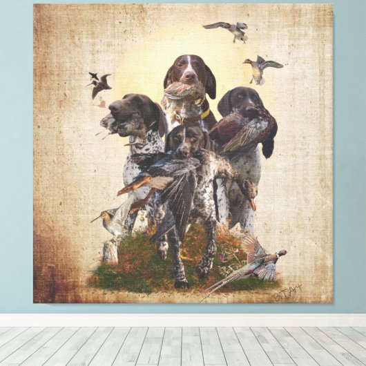 Deutsche Kurzzeiger-Bandposter Leinwanddruck (Insitu (Holzboden))