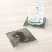 Deutsche Kurzzeiger Glasuntersetzer (Schrägansicht)