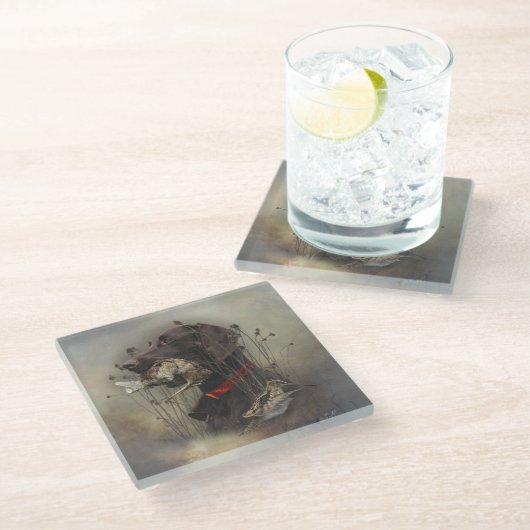 Deutsche Kurzzeiger Glasuntersetzer (Schrägansicht)