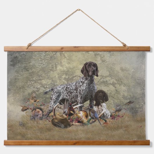 Deutsche Kurzzeiger (GSP) Wandteppich Mit Holzrahmen (Vorderseite)