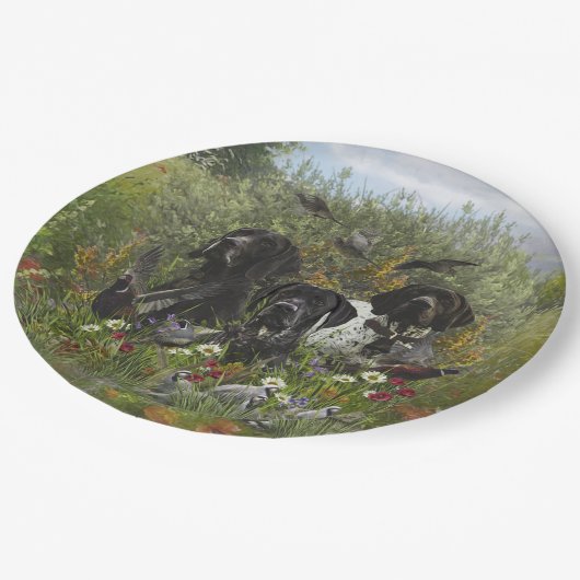 Deutsche Kurzzeiger Pappteller (Schrägansicht)