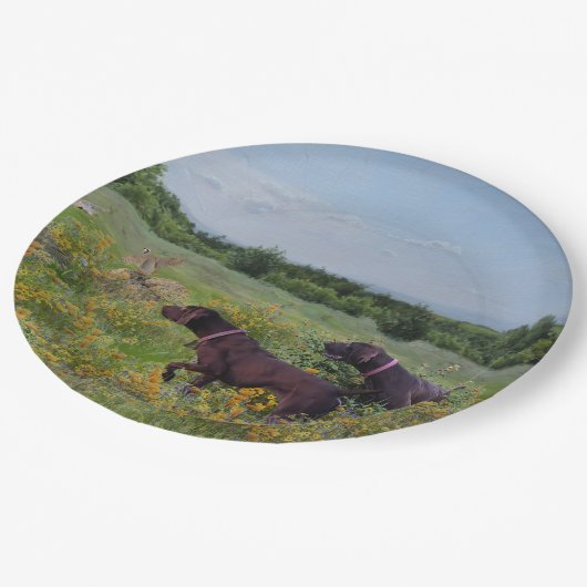 Deutsche Kurzzeiger Pappteller (Schrägansicht)