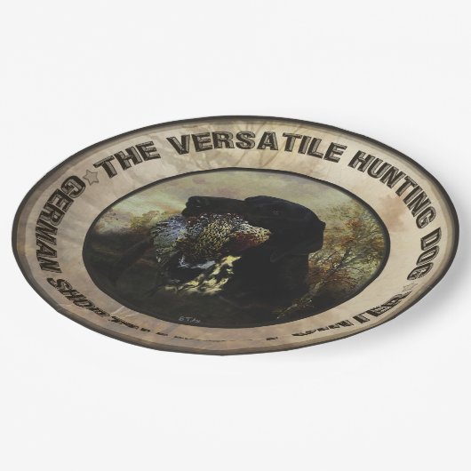 Deutsche Kurzzeiger Pappteller (Schrägansicht)