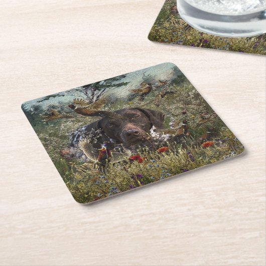 Deutsche Kurzzeiger Rechteckiger Pappuntersetzer (angewinkelt)