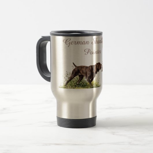 Deutsche Kurzzeiger Reisebecher (Vorderseite Links)