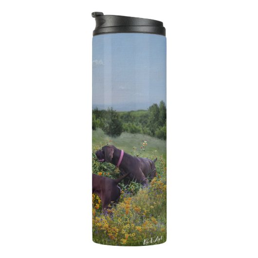 Deutsche Kurzzeiger Thermosbecher (Nach rechts gedreht)