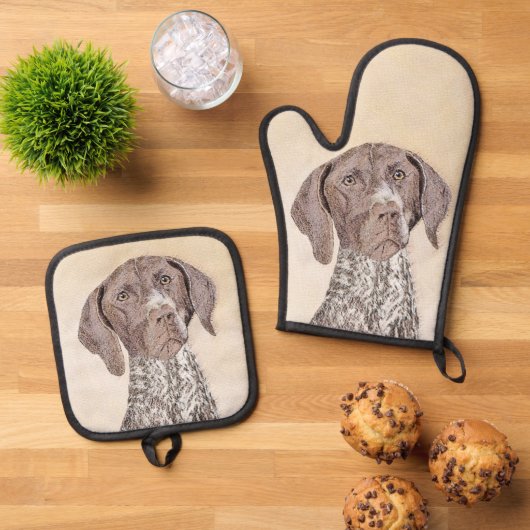 Deutsche Kurzzeitermalerei Original Art Ofenhandschuh & Topflappen-Set (Oben Unten)