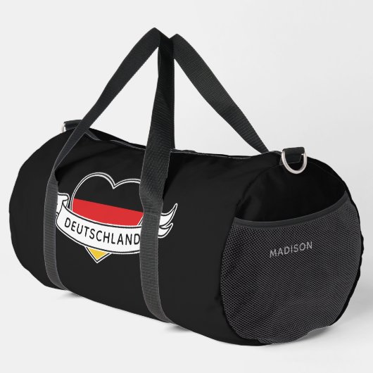 Deutsche Liebe individuelle Name & Text Duffle Bag (Rechte Ecke)