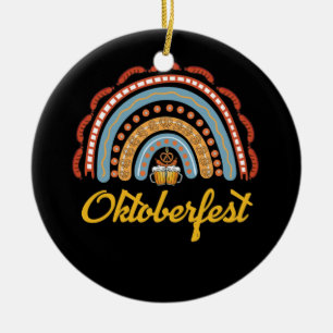 Deutsche Oktoberfest Wurst Bretzel Beer Vintag Keramik Ornament