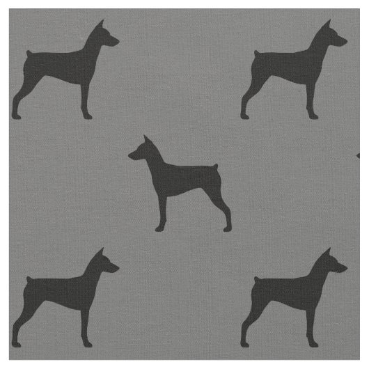 Deutsche Pinscher Hund Silhouetten Gemustert Stoff (Nahaufnahme)
