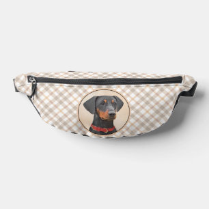 Deutsche Pinscher Malerei Schwarzer Original Hund Bauchtasche