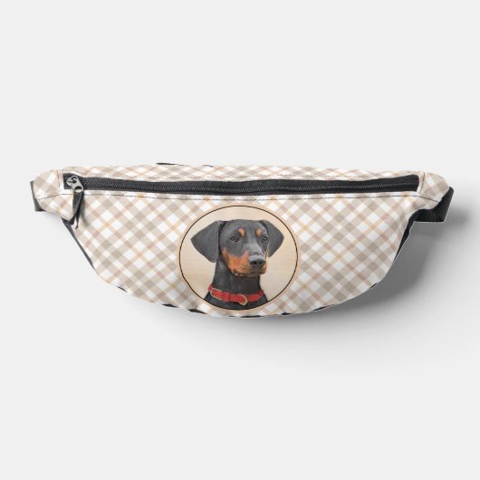 Deutsche Pinscher Malerei Schwarzer Original Hund  Bauchtasche (Ablage )