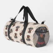 Deutsche Pinscher Malerei Schwarzer Original Hund Duffle Bag (Rechte Ecke)